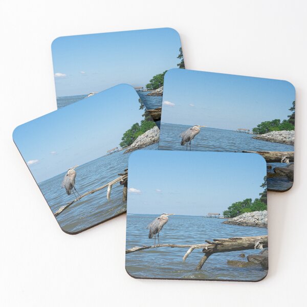 Item preview, Great Blue Heron Perched on end of Driftwood designed and sold by ShorelineImages.