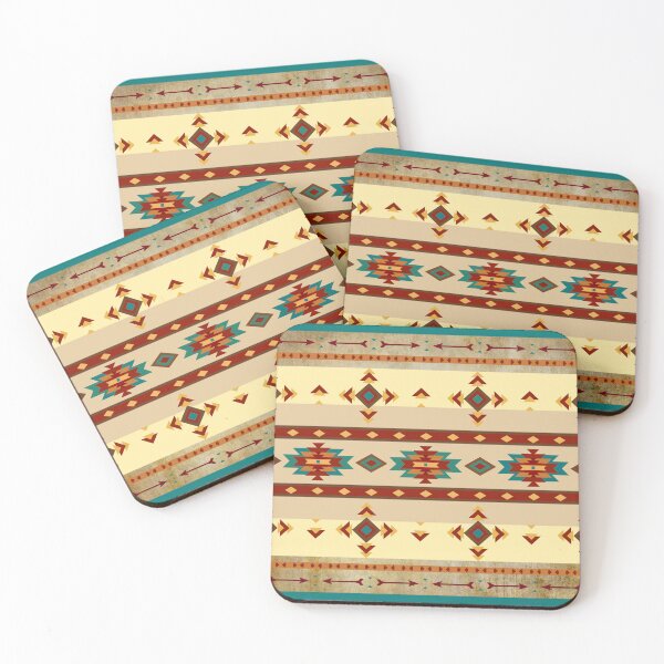 Item preview, Southwestern Aztec Design - Native American Symbols In Brown, Blues And Terracotta  designed and sold by handsoftime2020.