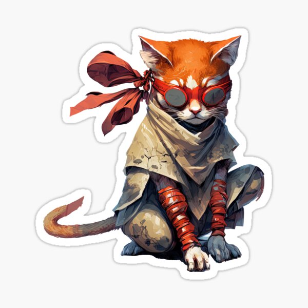 Meet Blind Monk Cat!  – Dungeons and Dragons Style Merchandise (No Background) Sticker