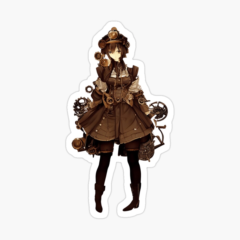 prompthunt: steampunk anime girl, digital art, trending on artstation, full  body, white background