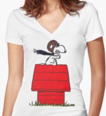 Snoopy Women's Fitted V-Neck T-Shirt