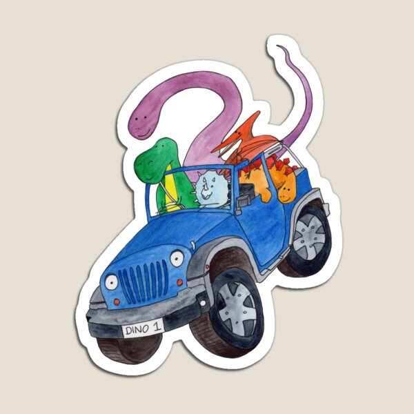 A Car Full of Dinosaurs Magnet