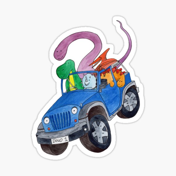 A Car Full of Dinosaurs Sticker