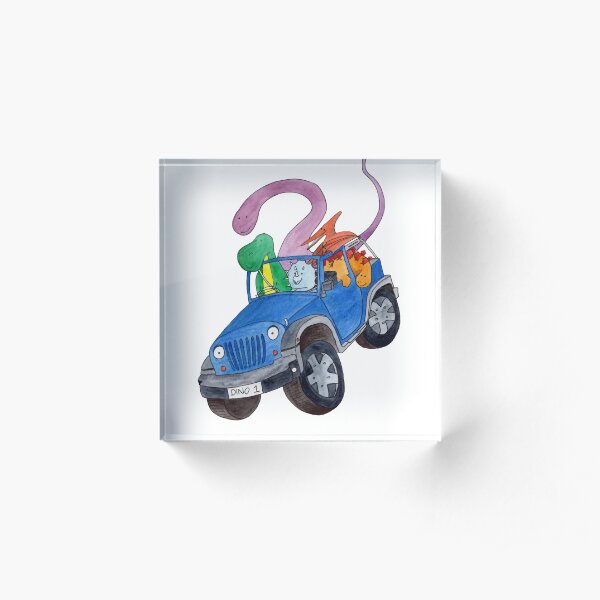A Car Full of Dinosaurs Acrylic Block