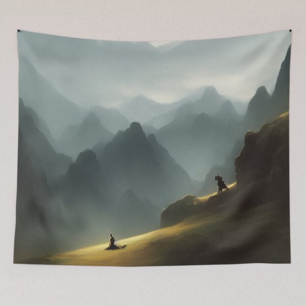 Item preview, Monk Praying on the Side of a Mountain designed and sold by DesignerKin.