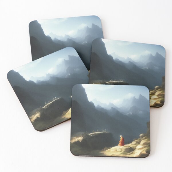 Item preview, Tibetan Monk Praying on the Side of a Mountain designed and sold by DesignerKin.