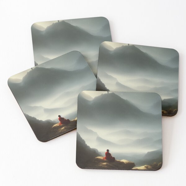 Item preview, Dali Lama Monk Praying on the Side of a Mountain designed and sold by DesignerKin.