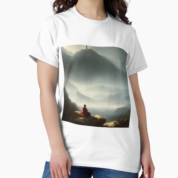 Item preview, Dali Lama Monk Praying on the Side of a Mountain designed and sold by DesignerKin.