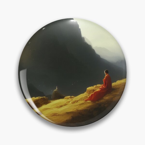 Item preview, Shaolin Monk Praying on the Side of a Mountain designed and sold by DesignerKin.