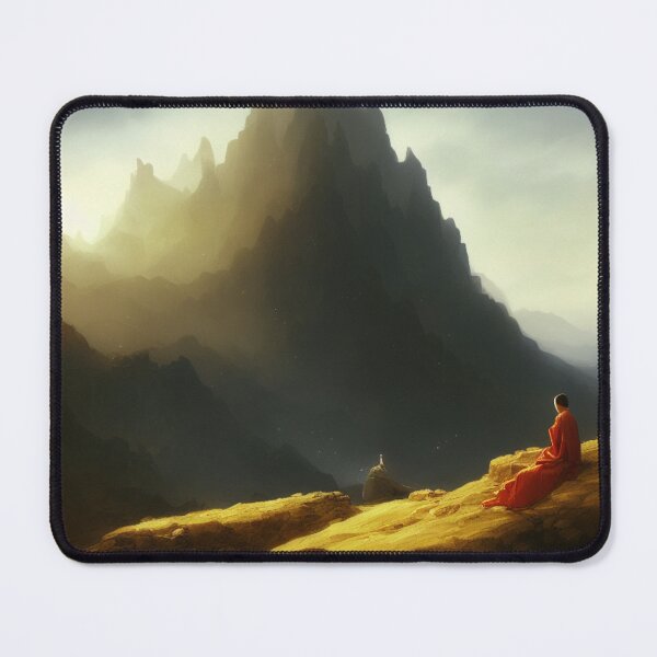 Item preview, Shaolin Monk Praying on the Side of a Mountain designed and sold by DesignerKin.