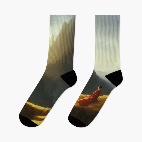 Item preview, Shaolin Monk Praying on the Side of a Mountain designed and sold by DesignerKin.