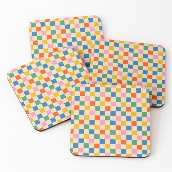 Item preview, Checkerboard Check Colorful Geometric Checked Pattern Blue Green Pink Mustard Red Beige designed and sold by kierkegaard.