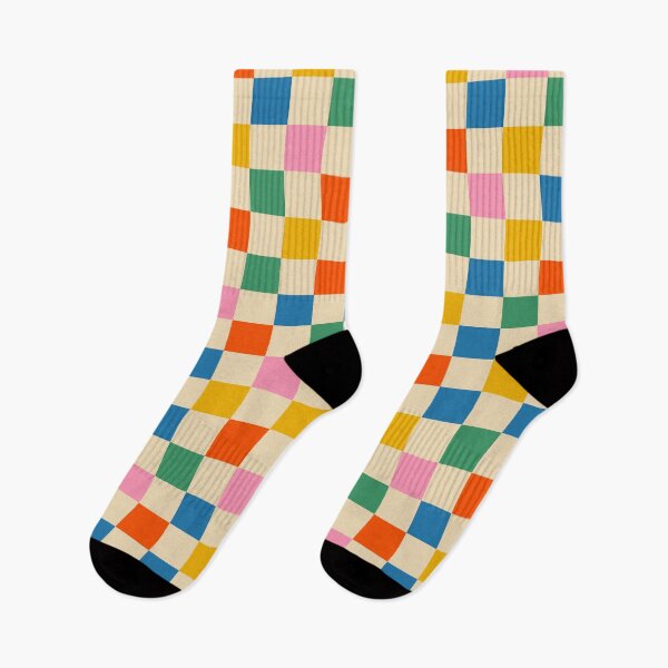 Item preview, Checkerboard Check Colorful Geometric Checked Pattern Blue Green Pink Mustard Red Beige designed and sold by kierkegaard.