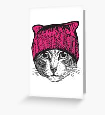 Pussyhat Protest Shirt - Women's March Pussycat Pink Hat Shirt Greeting Card