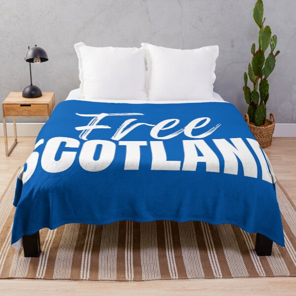 Item preview, Free Scotland - white brush font on Scottish Flag Blue designed and sold by Indy2tees.