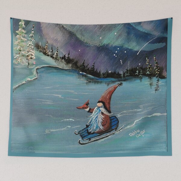 Item preview, Gnome and Cardinal Sledding under Aurora designed and sold by Debbie Center.