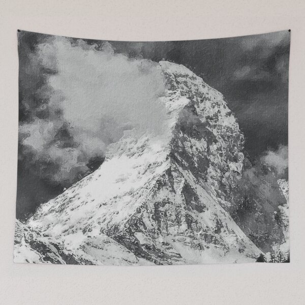Item preview, Monochrome Matterhorn Mountain Switzerland Zermatt, Grayscale European Swiss Alps Mountains, Monochromatic Winter Matterhorn Landscape Oil Paint, Switzerland Highest Peak  designed and sold by Paintcorner.