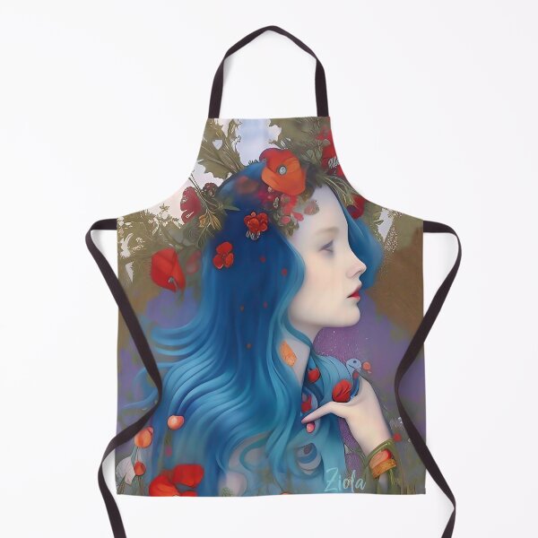 Item preview, Wicked cool blue haired pretty girl goddess of flowers red poppies designed and sold by ZiolaRosa.