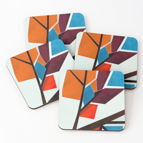 Item preview, Simple Leaves on a Branch - Geometric Abstract Expressionism - Black, White, Red and Blue designed and sold by Inomaly Art.