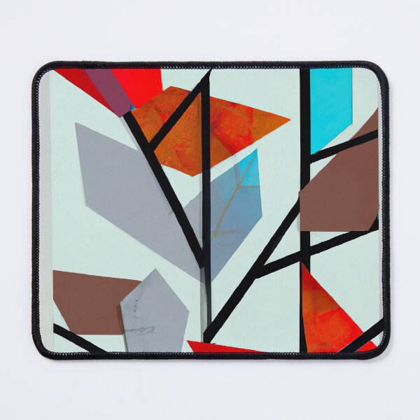 Artikelvorschau, Simple Leaves on a Branch - Geometric Abstract Expressionism - Black, White, Red and Blue entworfen und verkauft von Inomaly Art.