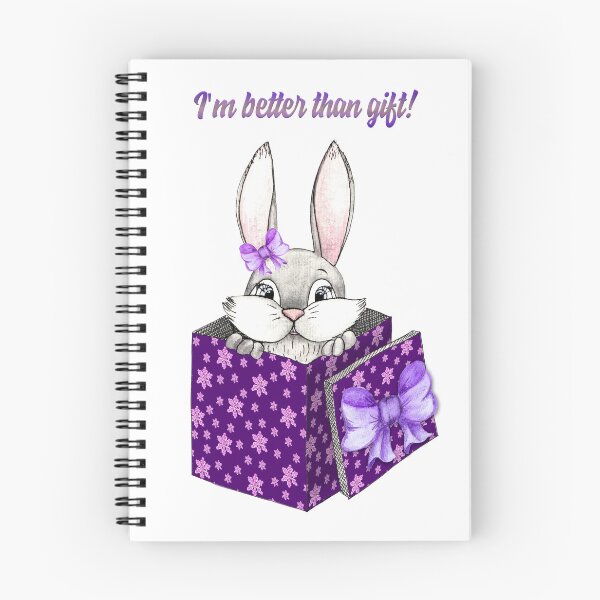 Item preview, I am better than gift, Watercolor christmas rabbit, bunny gift, violet background gift box, christmas new year cute rabbit designed and sold by Sunflower-7.