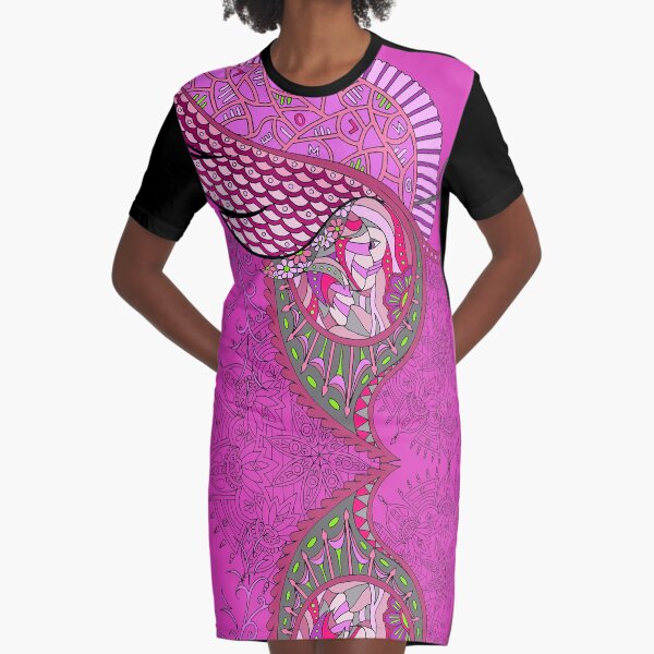 Wingish pattern pink shades Graphic T-Shirt Dress