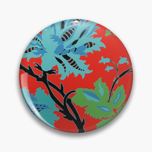 Item preview, Vintage Blue Floral Pattern on Red designed and sold by MausieDesigns.