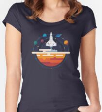 Space Shuttle and Planets Women's Fitted Scoop T-Shirt