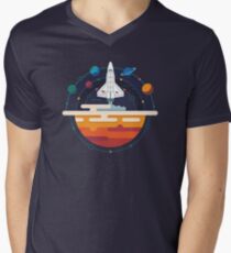 Space Shuttle and Planets Men's V-Neck T-Shirt