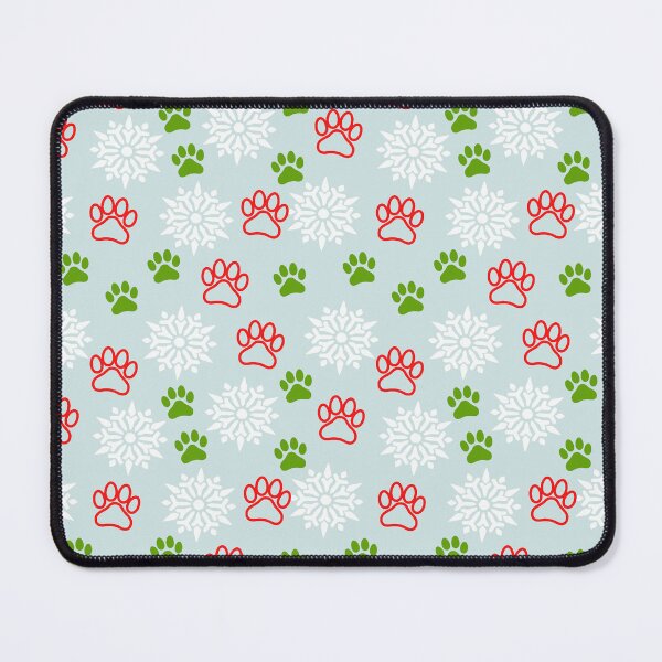Item preview, Snowflakes and Paws - Red and Green on Ice Blue designed and sold by 8PawsStudio.