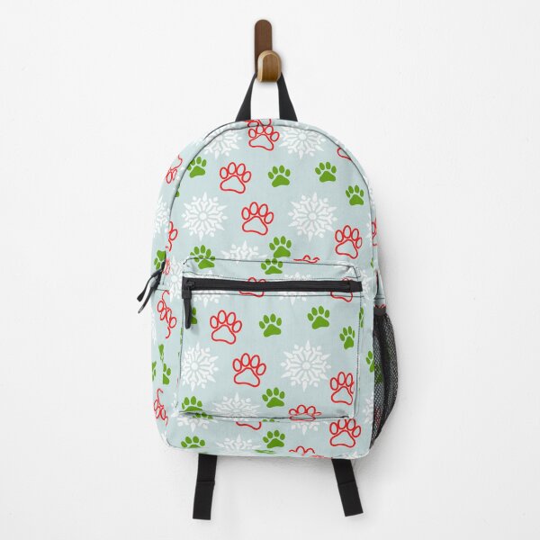 Item preview, Snowflakes and Paws - Red and Green on Ice Blue designed and sold by 8PawsStudio.