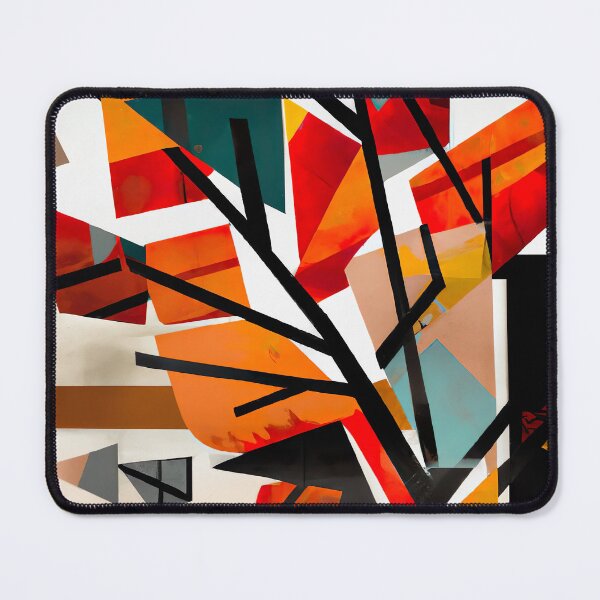 Artikelvorschau, Simple Leaves on a Branch - Geometric Abstract Expressionism - Black, White, Red and Blue entworfen und verkauft von Inomaly Art.