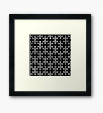 PUZZLE1 BLACK MARBLE & GRAY LEATHER Framed Print