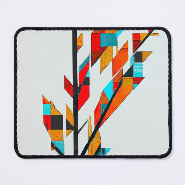 Artikelvorschau, Simple Leaves on a Branch - Geometric Abstract Expressionism - Black, White, Red and Blue entworfen und verkauft von Inomaly Art.