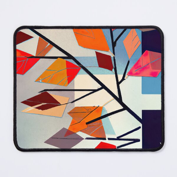 Artikelvorschau, Simple Leaves on a Branch - Geometric Abstract Expressionism - Black, White, Red and Blue entworfen und verkauft von Inomaly Art.