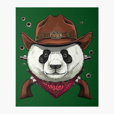 Cowboy Panda Western Rodeo Cowboy Hat and Bandana 129