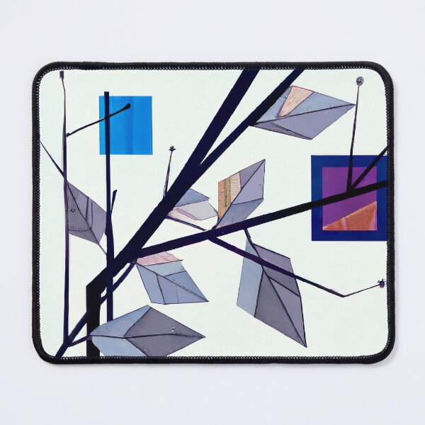 Artikelvorschau, Simple Leaves on a Branch - Geometric Abstract Expressionism - Black, White, Red and Blue entworfen und verkauft von Inomaly Art.