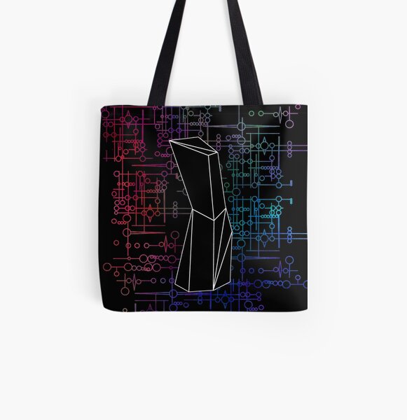 The Obelisk / The Diviner (Black and Multi-Coloured on Black) All Over Print Tote Bag