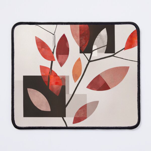 Artikelvorschau, Simple Leaves on a Branch - Geometric Abstract Expressionism - Black, White, Red and Blue entworfen und verkauft von Inomaly Art.