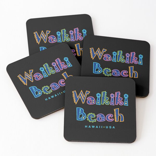 Artikelvorschau, Waikiki Beach Hawaii Retro tropische Art Design entworfen und verkauft von Futurebeachbum.