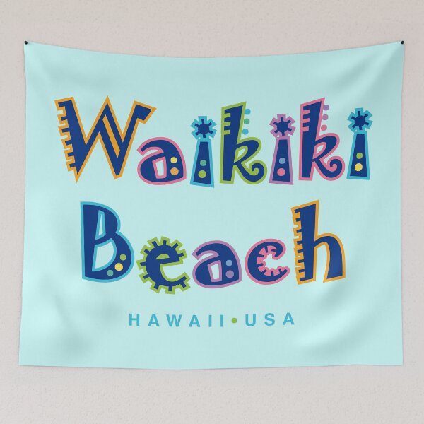 Item preview, Waikiki Beach Hawaii Retro Tropical Type Design designed and sold by Futurebeachbum.