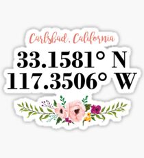 Carlsbad, CA Coordinates Sticker