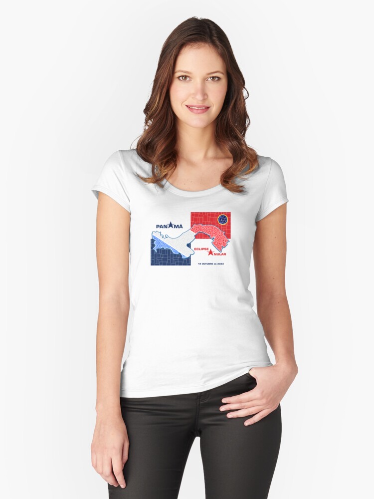 Thumbnail 1 of 3, Fitted Scoop T-Shirt, Panama Annular Eclipse 2023 designed and sold by Eclipse2024.