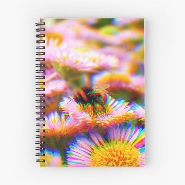 Item preview, Psychedelic Bumblebee In A Field of Pink Flowers designed and sold by Stonio.