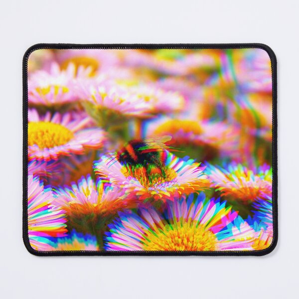 Item preview, Psychedelic Bumblebee In A Field of Pink Flowers designed and sold by Stonio.