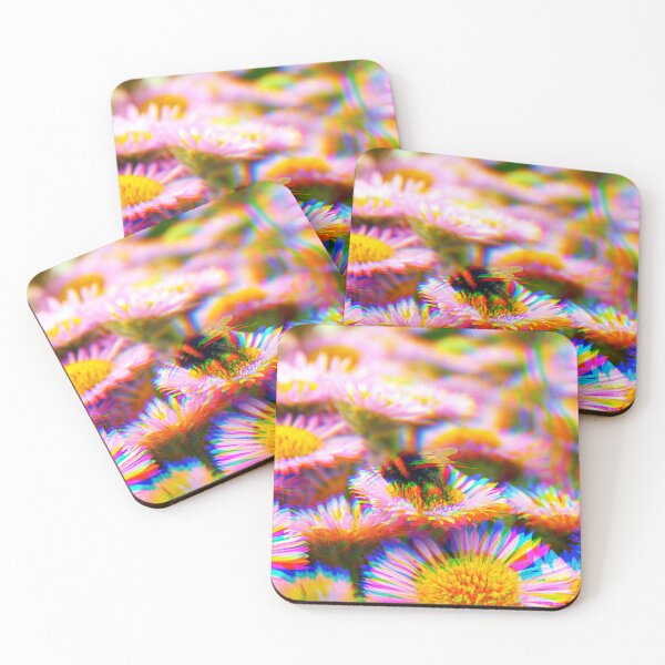 Item preview, Psychedelic Bumblebee In A Field of Pink Flowers designed and sold by Stonio.
