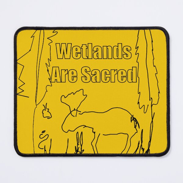 Item preview, Minimalist Forest Sketch with Moose and Wetlands Are Sacred Text - Climate designed and sold by jolabrese.