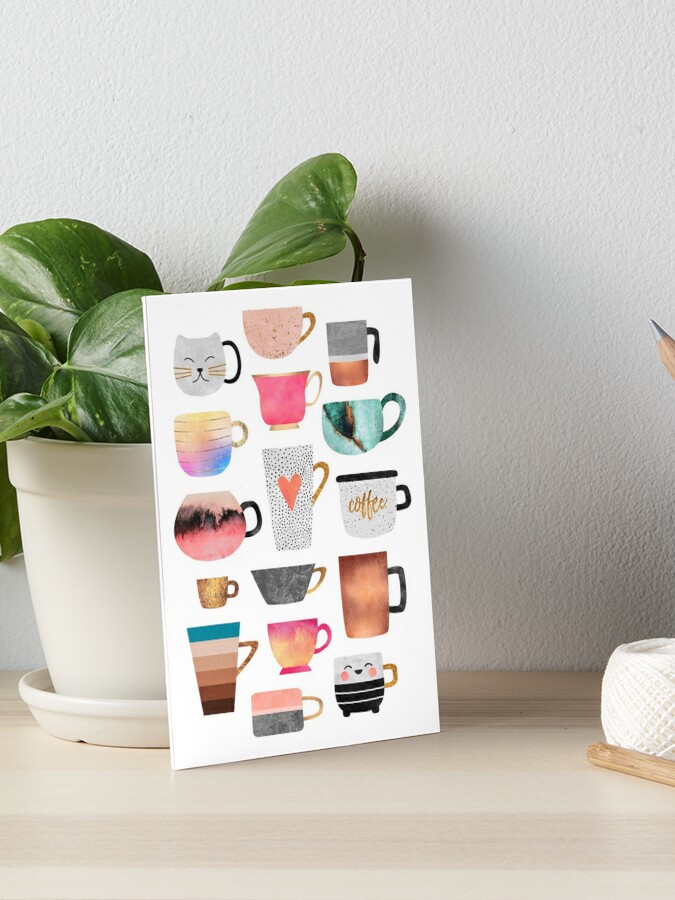 Pretty coffee cups print by Elisabeth Fredriksson