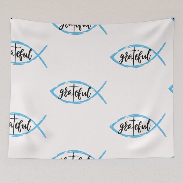 Item preview, Simple Christian Fish Symbol With Grateful Quote designed and sold by StormyMuse.