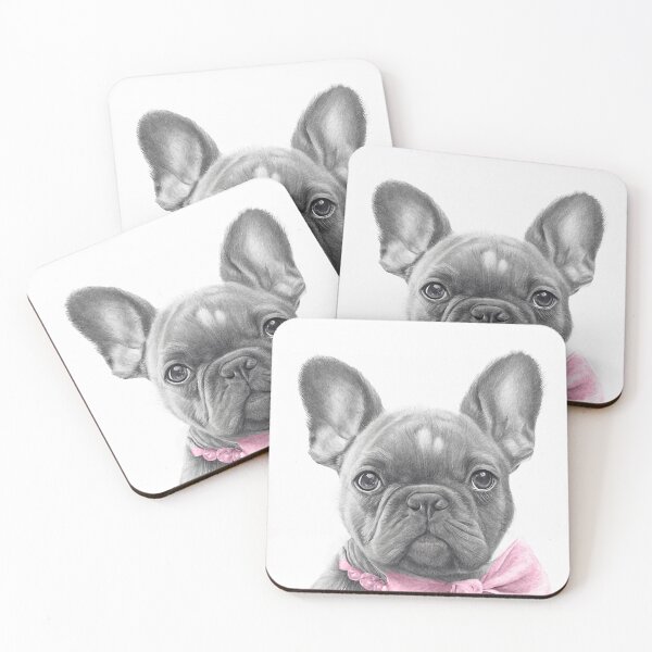 Item preview, Super cute pencil drawing frenchie puppy with pink bow designed and sold by Ilze Lucero.